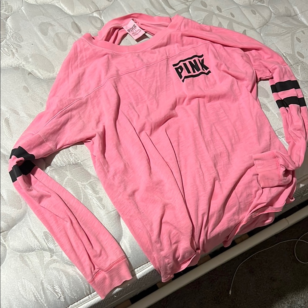 Pink Long Sleeve Shirt with Black Accents
